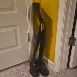 Patent Leather Black Over the Knee Boots